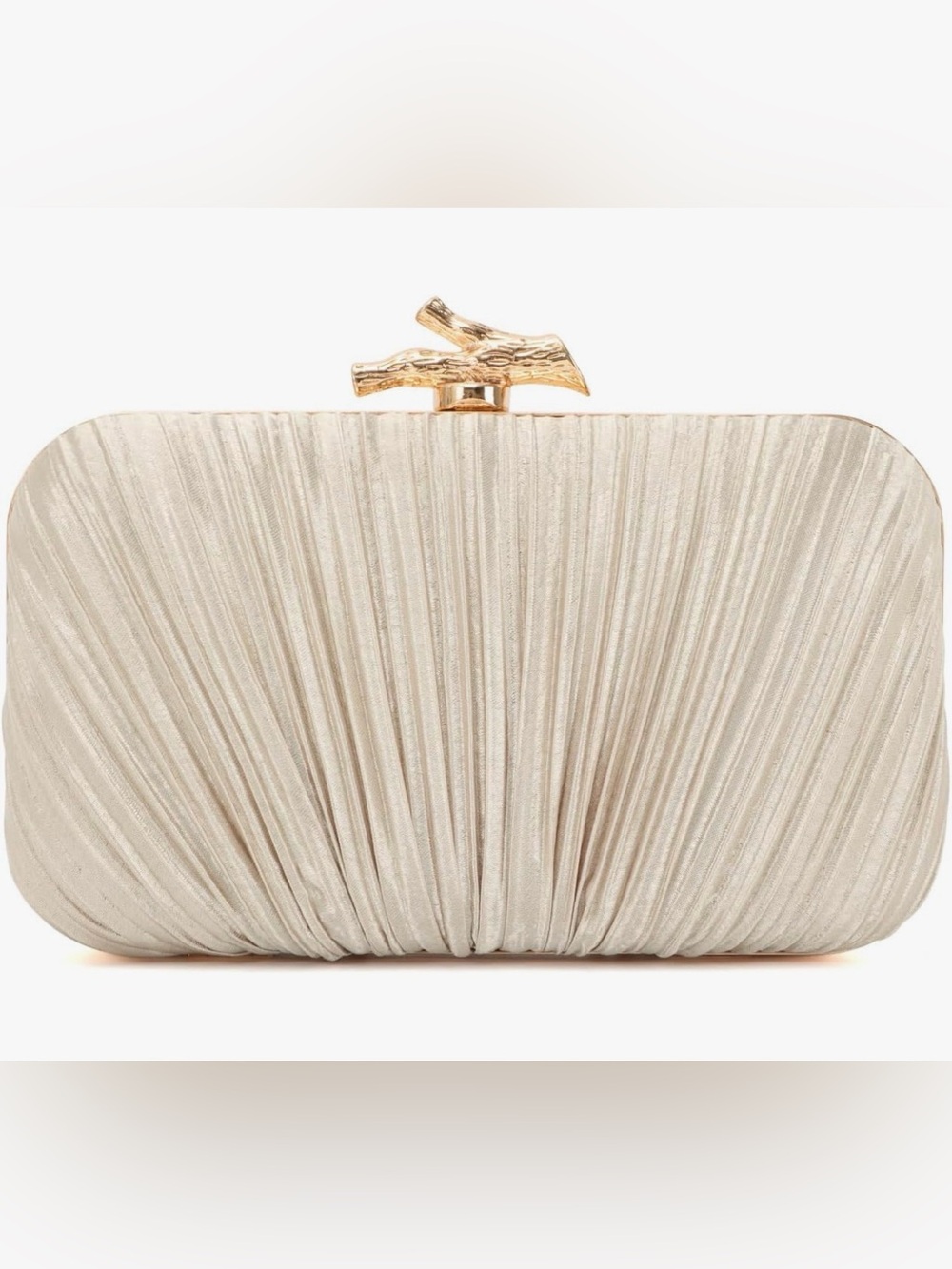 Chic & elegant evening Gold/Ivory Clutch with Gold Clash